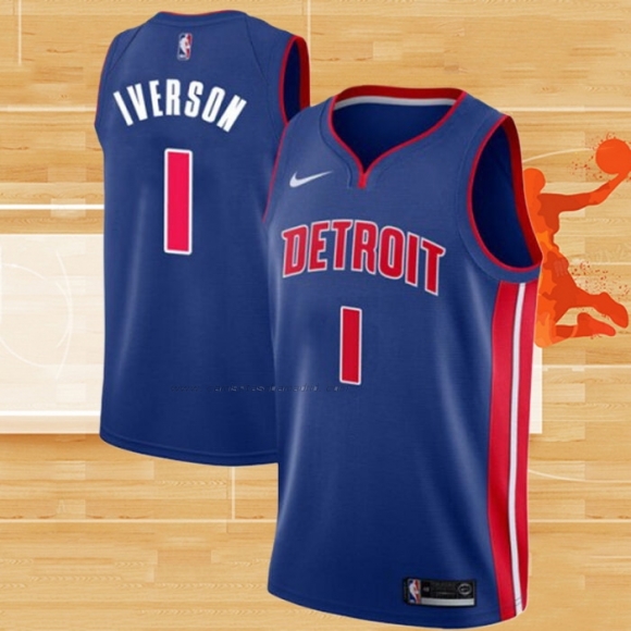 Camiseta Detroit Pistons Allen Iverson NO 1 Icon Azul