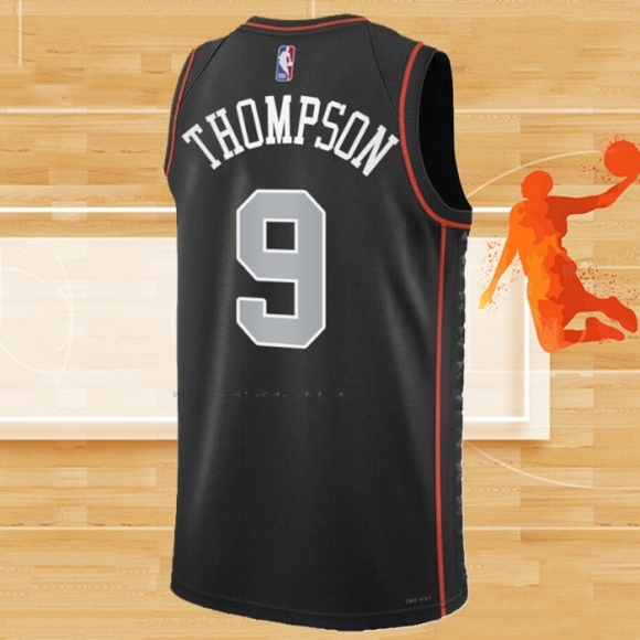 Camiseta Detroit Pistons Ausar Thompson NO 9 Ciudad 2023-24 Negro