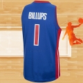 Camiseta Detroit Pistons Chauncey Billups NO 1 Mitchell & Ness 2003-04 Azul