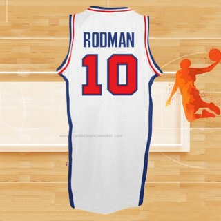 Camiseta Detroit Pistons Dennis Rodman NO 10 Retro Blanco