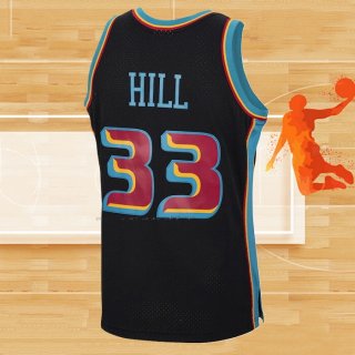 Camiseta Detroit Pistons Grant Hill NO 33 Mitchell & Ness 1998-99 Negro