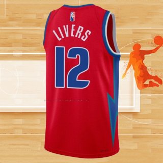 Camiseta Detroit Pistons Isaiah Livers NO 12 Ciudad 2021-22 Rojo