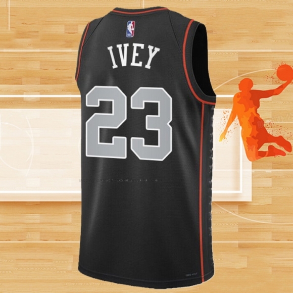 Camiseta Detroit Pistons Jaden Ivey NO 23 Ciudad 2023-24 Negro