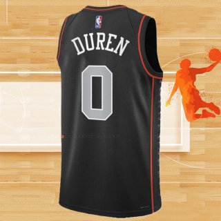 Camiseta Detroit Pistons Jalen Duren NO 0 Ciudad 2023-24 Negro