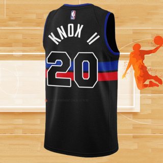 Camiseta Detroit Pistons Kevin Knox II NO 20 Statement 2022-23 Negro