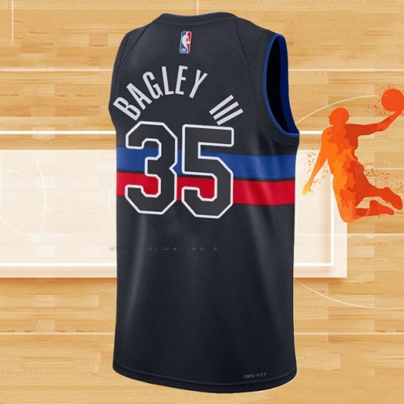 Camiseta Detroit Pistons Marvin Bagley III NO 35 Statement 2022-23 Negro