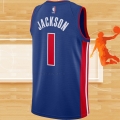 Camiseta Detroit Pistons Reggie Jackson NO 1 Icon Azul