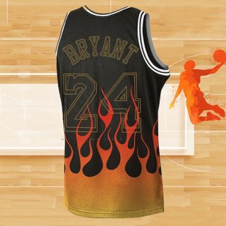 Camiseta Los Angeles Lakers Kobe Bryant NO 24 Flames Negro