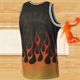 Camiseta Los Angeles Lakers Shaquille O'neal NO 34 Flames Negro