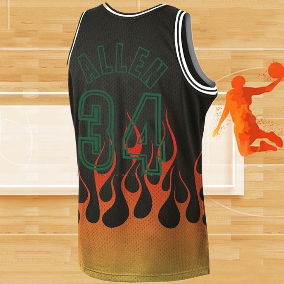 Camiseta Milwaukee Bucks Ray Allen NO 34 Flames Negro