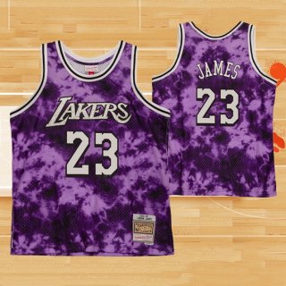 Camiseta Los Angeles Laker Lebron James NO 23 Galaxy Violeta