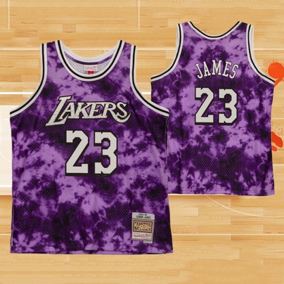 Camiseta Los Angeles Laker Lebron James NO 23 Galaxy Violeta