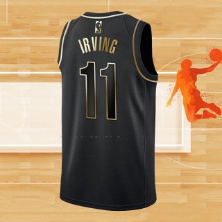 Camiseta Golden Edition Brooklyn Nets Kyrie Irving NO 11 Negro