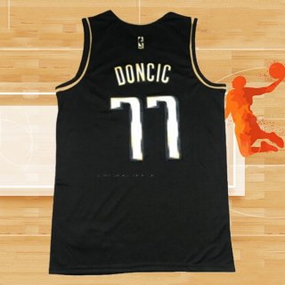 Camiseta Golden Edition Dallas Mavericks Luka Doncic NO 77 2020-21 Negro