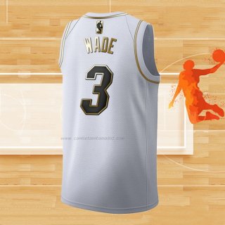 Camiseta Golden Edition Miami Heat Dwyane Wade NO 3 Blanco