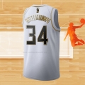 Camiseta Golden Edition Milwaukee Bucks Giannis Antetokounmpo NO 34 Blanco