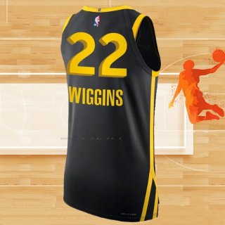 Camiseta Golden State Warriors Andrew Wiggins NO 22 Ciudad Autentico 2023-24 Negro