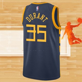 Camiseta Golden State Warriors Kevin Durant NO 35 Ciudad 2018-19 Azul