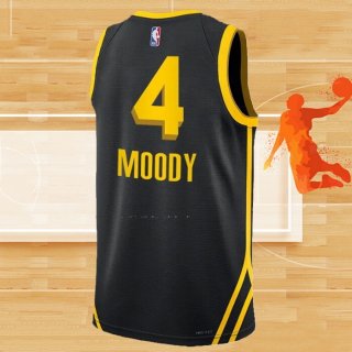 Camiseta Golden State Warriors Moses Moody NO 4 Ciudad 2023-24 Negro