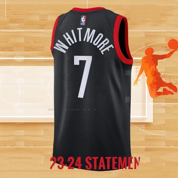 Camiseta Houston Rockets Cam Whitmore NO 7 Statement 2023-24 Negro