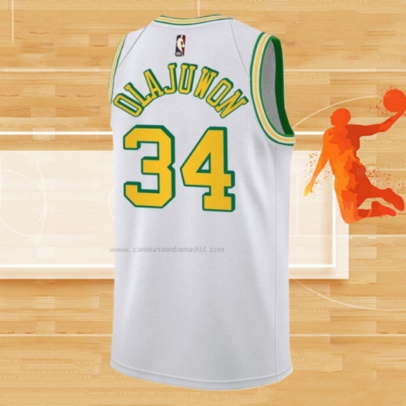 Camiseta Houston Rockets Hakeem Olajuwon NO 34 Classic 2022-23 Blanco