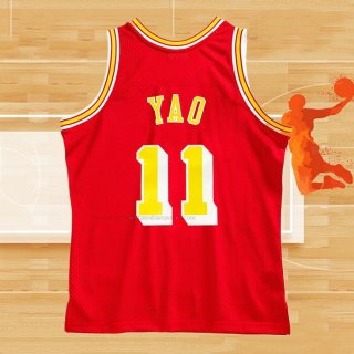 Camiseta Houston Rockets Yao Ming NO 11 Hardwood Classics Throwback Rojo