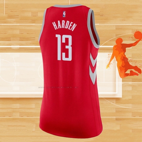 Camiseta Mujer Houston Rockets James Harden NO 13 Icon 2017-18 Rojo