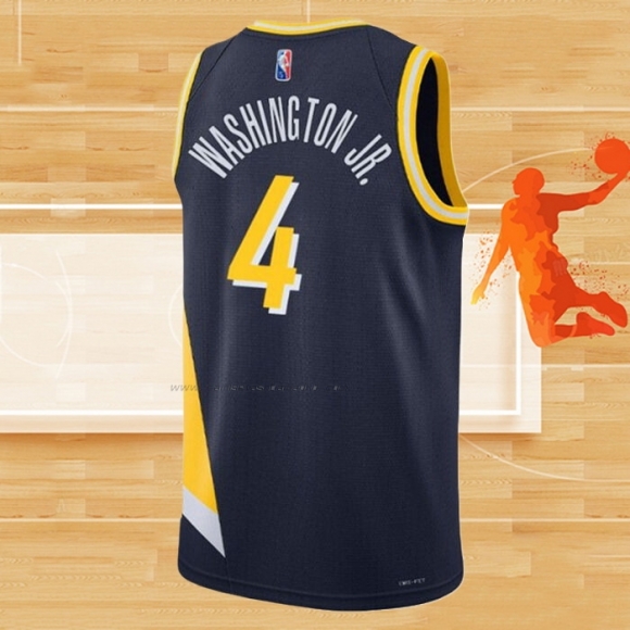 Camiseta Indiana Pacers Duane Washington Jr. NO 4 Ciudad 2021-22 Azul