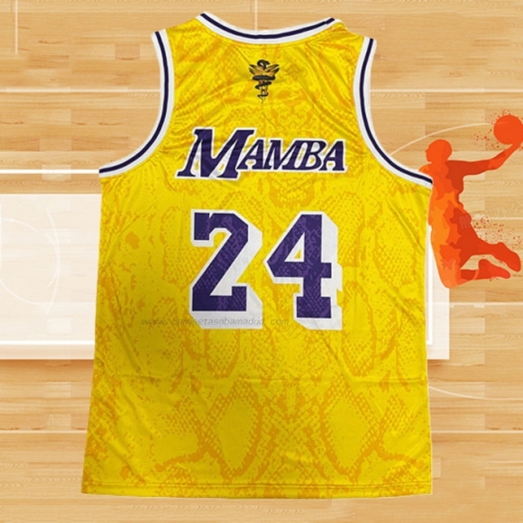 Camiseta Los Angeles Lakers Kobe Bryant NO 24 Mamba Amarillo