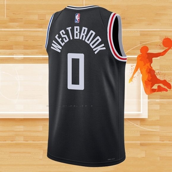 Camiseta Los Angeles Clippers Russell Westbrook NO 0 Ciudad 2022-23 Negro