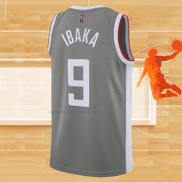 Camiseta Los Angeles Clippers Serge Ibaka NO 9 Earned 2020-21 Gris