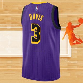 Camiseta Los Angeles Lakers Anthony Davis NO 3 Ciudad 2019 Violeta