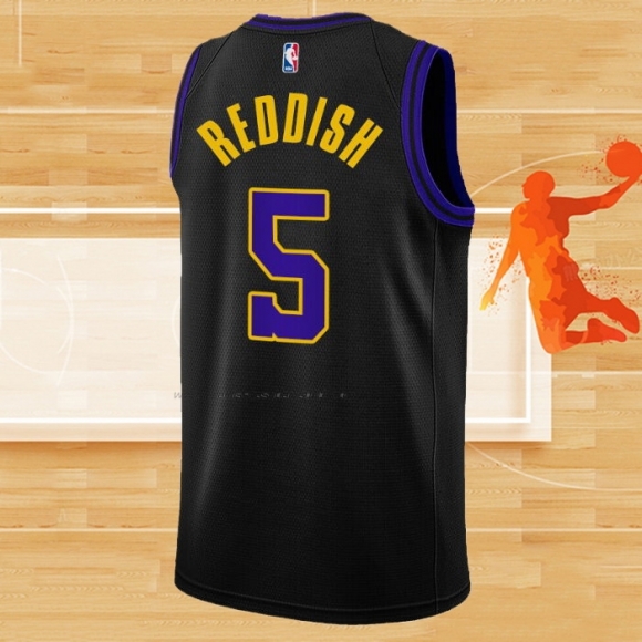 Camiseta Los Angeles Lakers Cam Reddish NO 5 Ciudad 2023-24 Negro