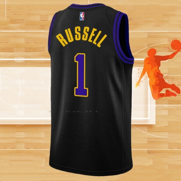 Camiseta Los Angeles Lakers D'Angelo Russell NO 1 Ciudad 2023-24 Negro