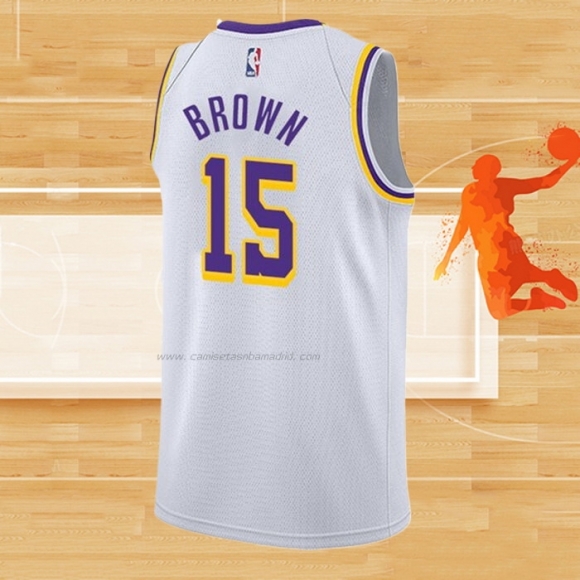 Camiseta Los Angeles Lakers Jabari Brown NO 15 Association 2021-22 Blanco