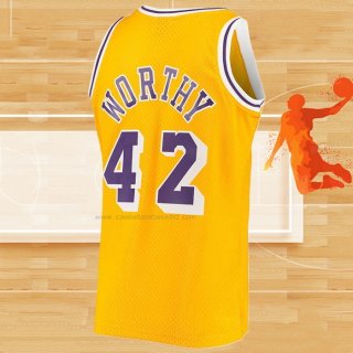 Camiseta Los Angeles Lakers James Worthy NO 42 Mitchell & Ness 1984-85 Amarillo