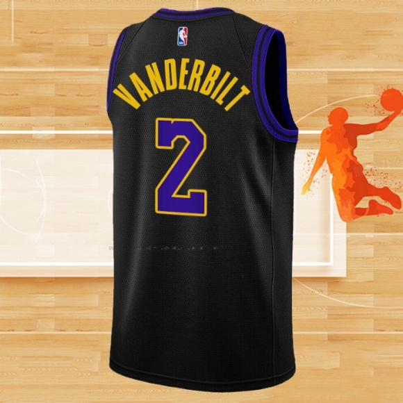 Camiseta Los Angeles Lakers Jarred Vanderbilt NO 2 Ciudad 2023-24 Negro