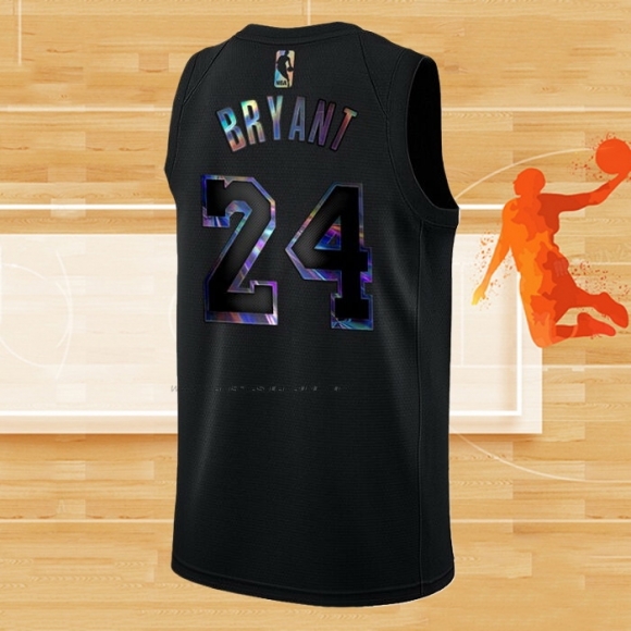 Camiseta Los Angeles Lakers Kobe Bryant NO 24 Iridescent Logo Negro