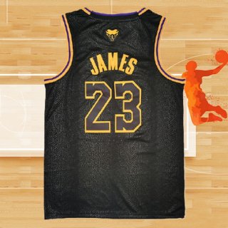 Camiseta Los Angeles Lakers Lebron James NO 23 Black Mamba Negro