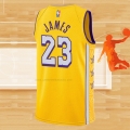 Camiseta Los Angeles Lakers Lebron James NO 23 Ciudad 2019-20 Amarillo