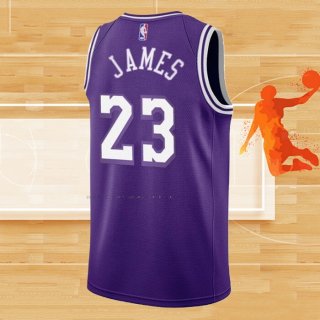 Camiseta Los Angeles Lakers LeBron James NO 23 Ciudad 2021-22 Violeta