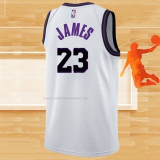 Camiseta Los Angeles Lakers LeBron James NO 23 Ciudad 2022-23 Blanco