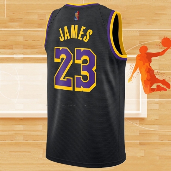 Camiseta Los Angeles Lakers LeBron James NO 23 Earned 2020-21 Negro