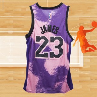 Camiseta Los Angeles Lakers LeBron James NO 23 Fashion Royalty Violeta