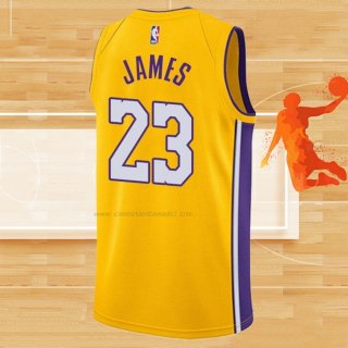 Camiseta Los Angeles Lakers Lebron James NO 23 Icon 2018 Amarillo