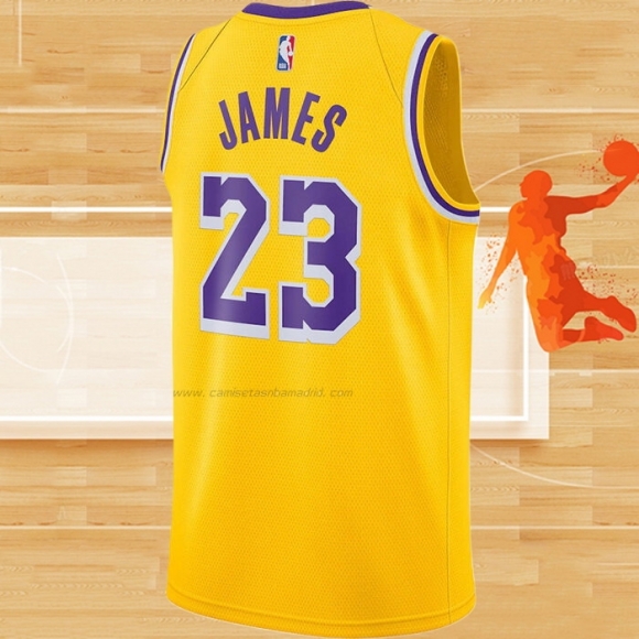 Camiseta Los Angeles Lakers LeBron James NO 23 Icon 2020-21 Amarillo