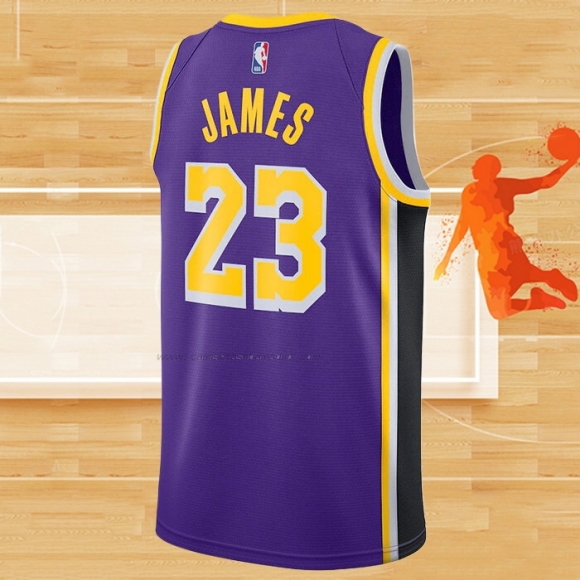 Camiseta Los Angeles Lakers LeBron James NO 23 Statement 2020-21 Violeta