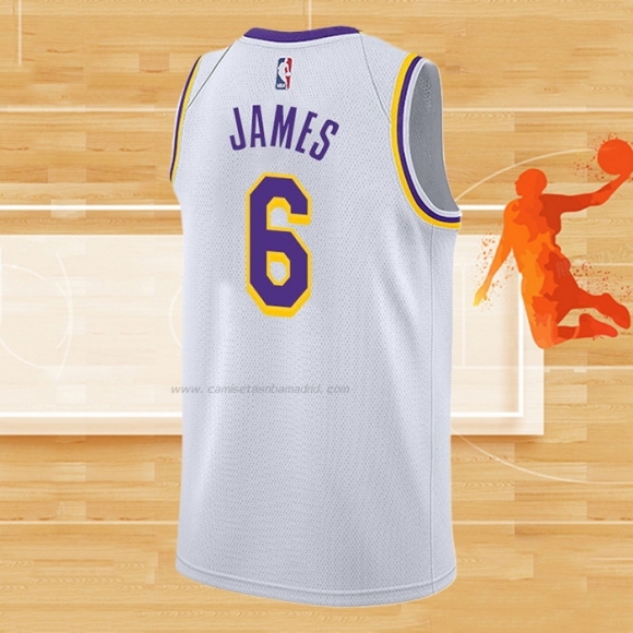 Camiseta Los Angeles Lakers LeBron James NO 6 Association 2021-22 Blanco