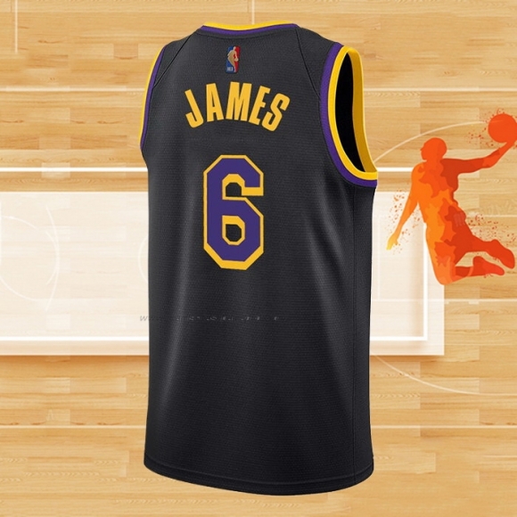 Camiseta Los Angeles Lakers LeBron James NO 6 Earned 2021-22 Negro