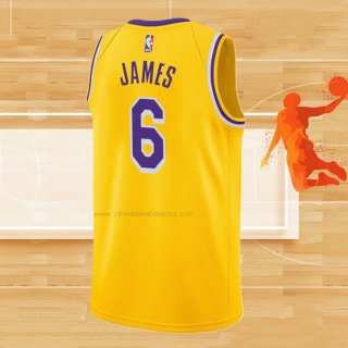 Camiseta Los Angeles Lakers LeBron James NO 6 Icon 2021-22 Amarillo